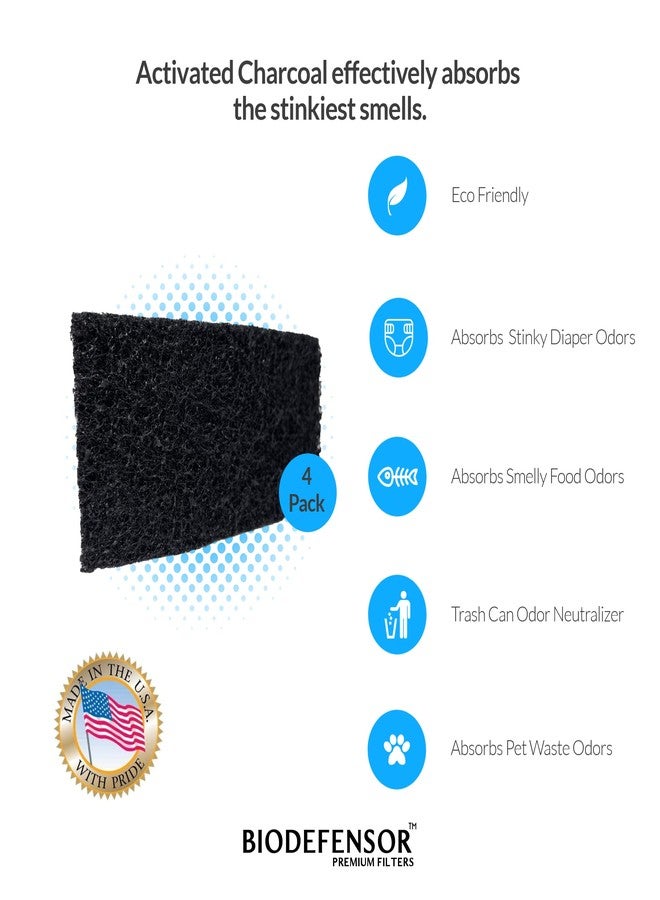 Biodefensor Carbon Odor Filter Compatible with Itouchless Trash Cans - Made in USA - Absorbs Odors, Stink, Diaper Smells & Garbage Deodorizer Eliminator, 4-Pack - Image 3